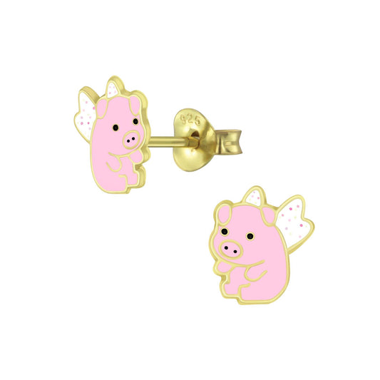 Kinder Ohrringe Schweine aus 925 Silber