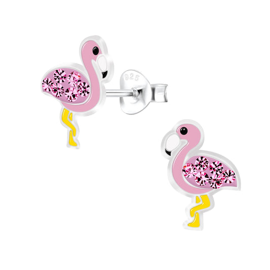 Kinder Ohrringe Flamingo aus 925 Silber