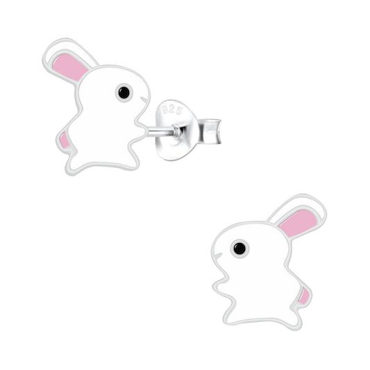 Kinderoorbellen in de vorm van een konijn, gemaakt van 925 zilver.