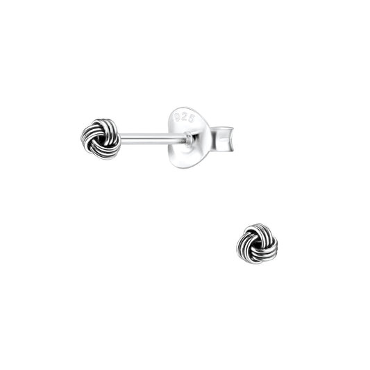 Kinder Ohrringe 3mm Knoten aus 925 Silber