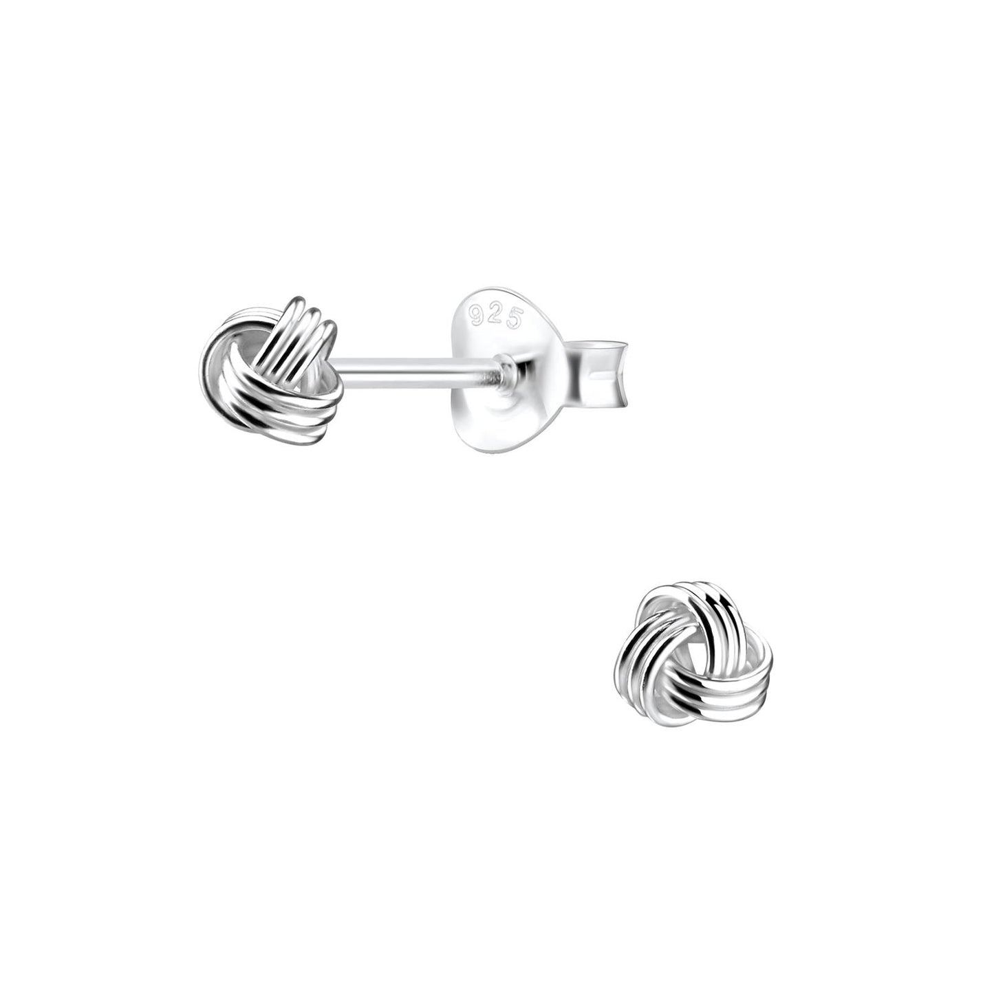 Kinder Ohrringe 4mm Knoten aus 925 Silber