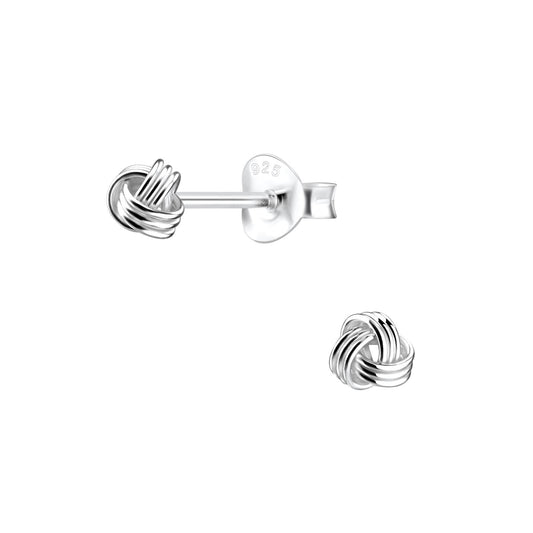 Kinder Ohrringe 4mm Knoten aus 925 Silber