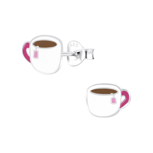 Kinder Ohrringe Tasse Tee aus 925 Silber