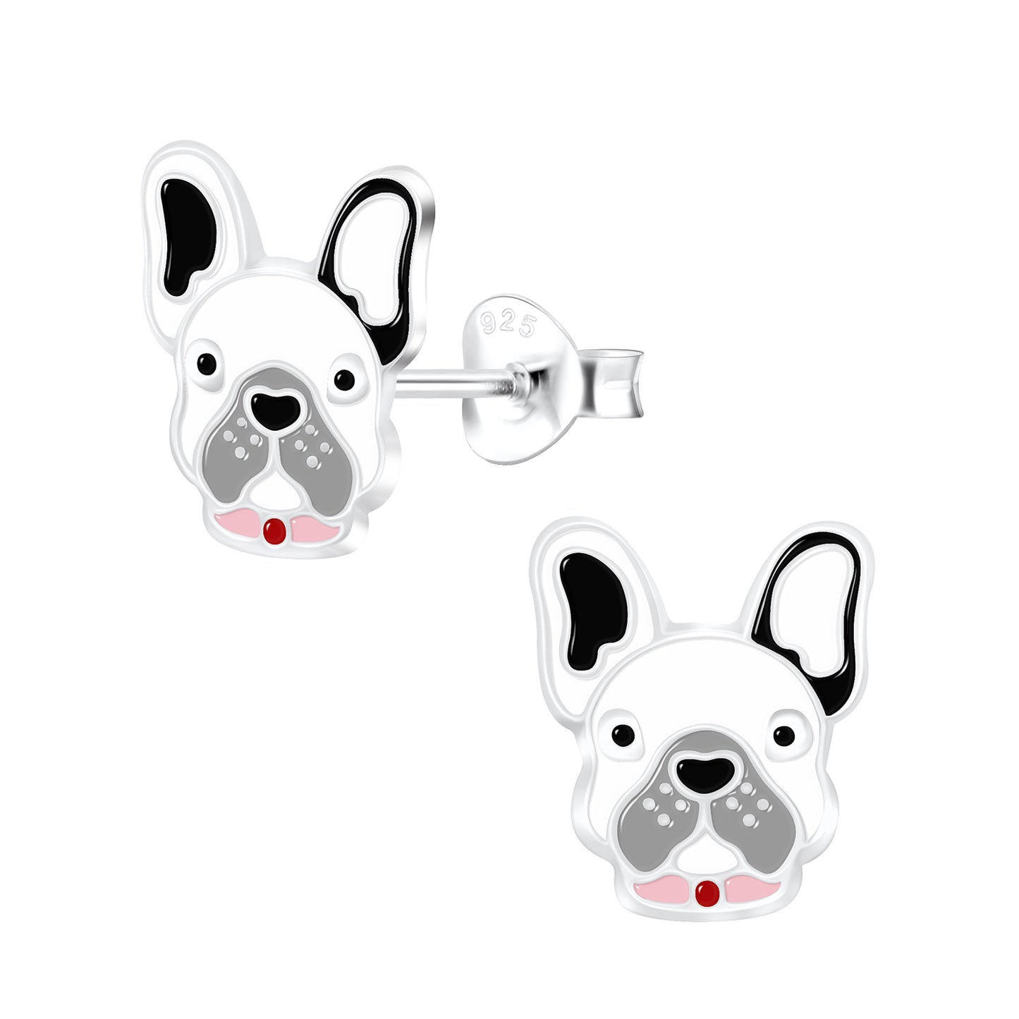 Kinder Ohrringe Französische Bulldoggen aus 925 Silber