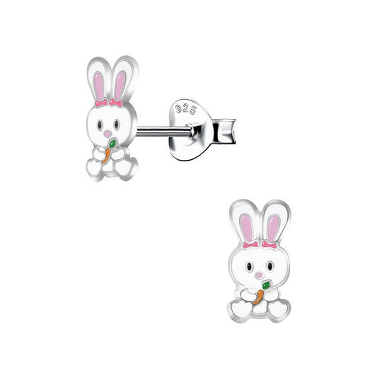 Kinderoorbellen in de vorm van een konijn, gemaakt van 925 zilver.