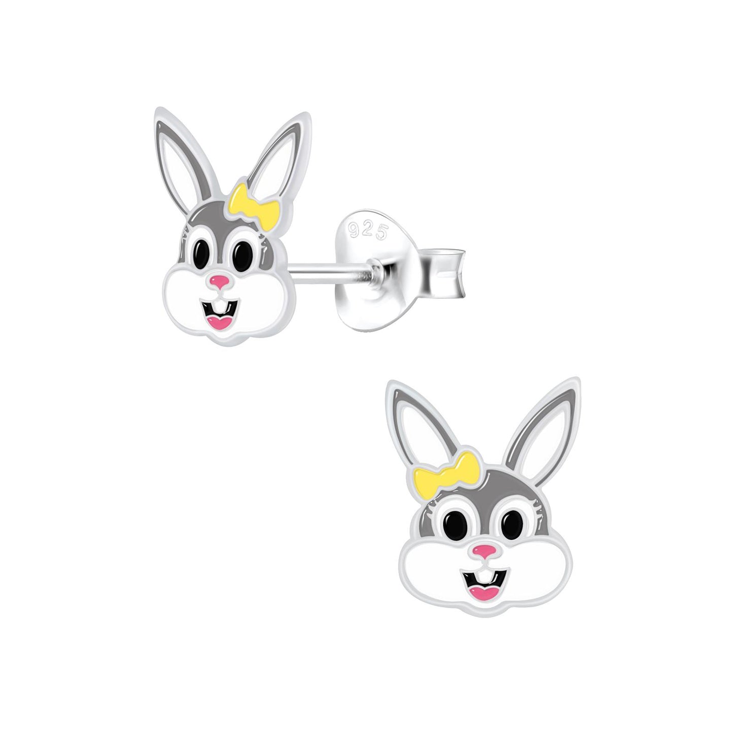 Konijnenoorbellen voor meisjes, gemaakt van 925 zilver.