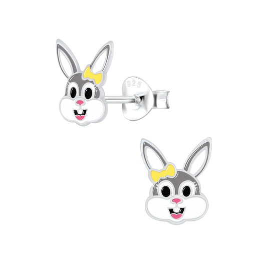 Konijnenoorbellen voor meisjes, gemaakt van 925 zilver.