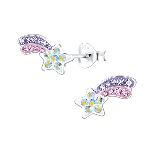 Oorbellen met vallende ster voor meisjes, gemaakt van 925 zilver.