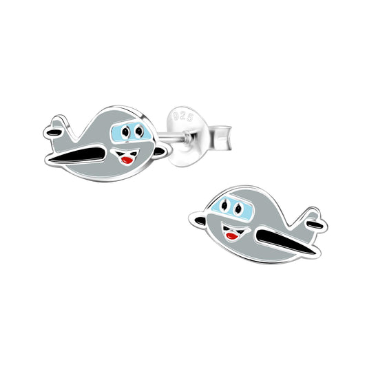 Jungen Ohrringe Flugzeug aus 925 Silber