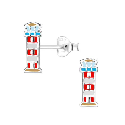 Kinder Ohrringe Leuchtturm aus 925 Silber