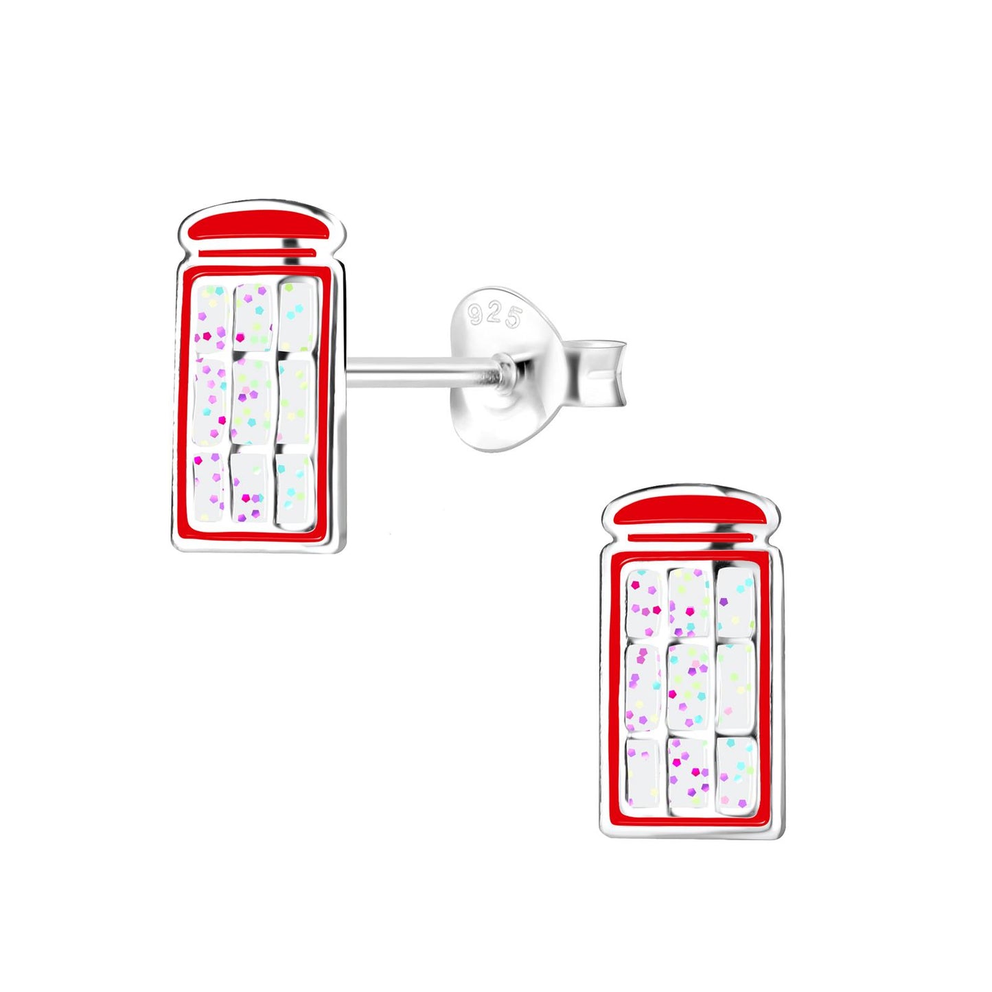 Kinder Ohrringe Telephone Box aus 925 Silber