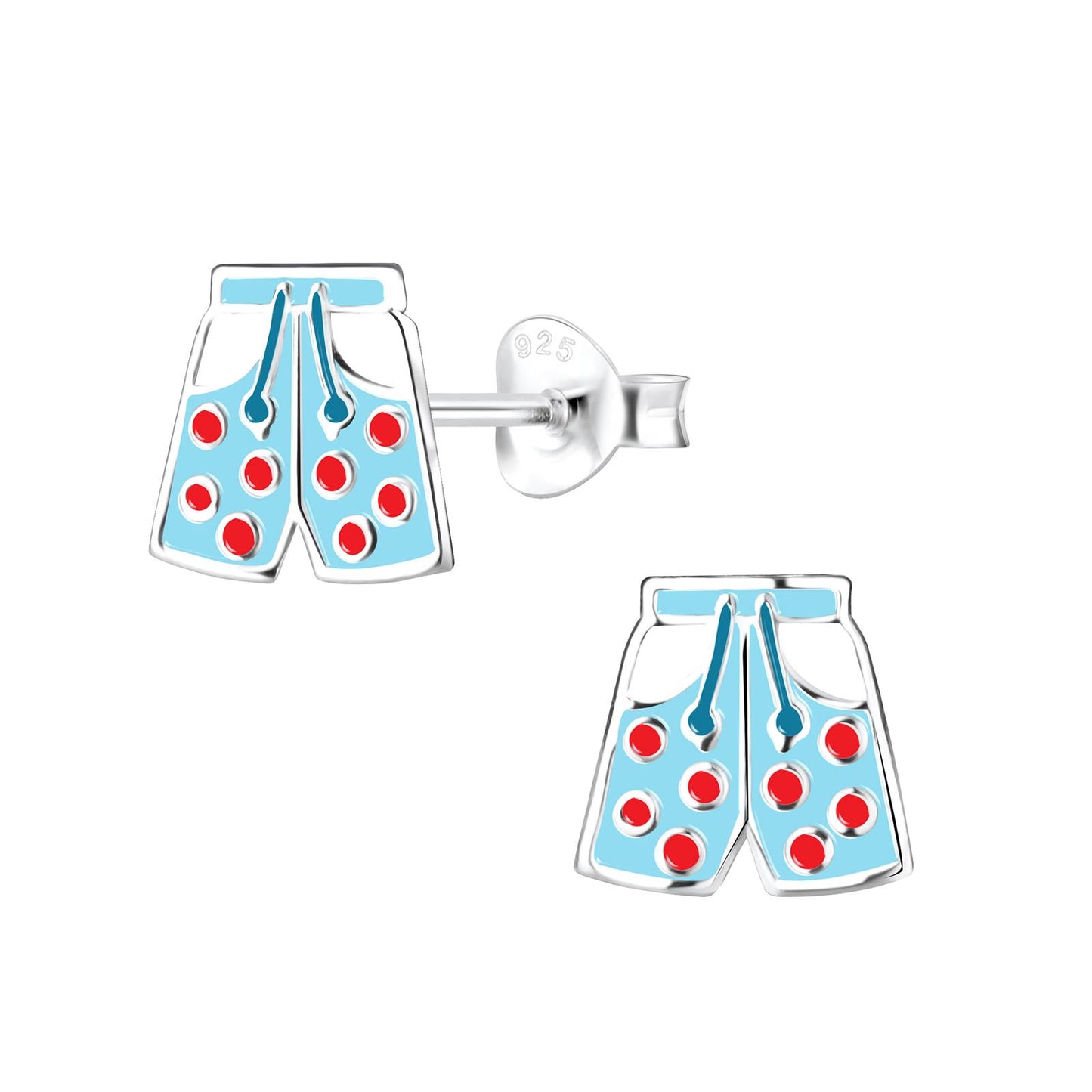 Children's earrings, swim trunks made of 925 silver