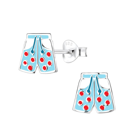 Children's earrings, swim trunks made of 925 silver