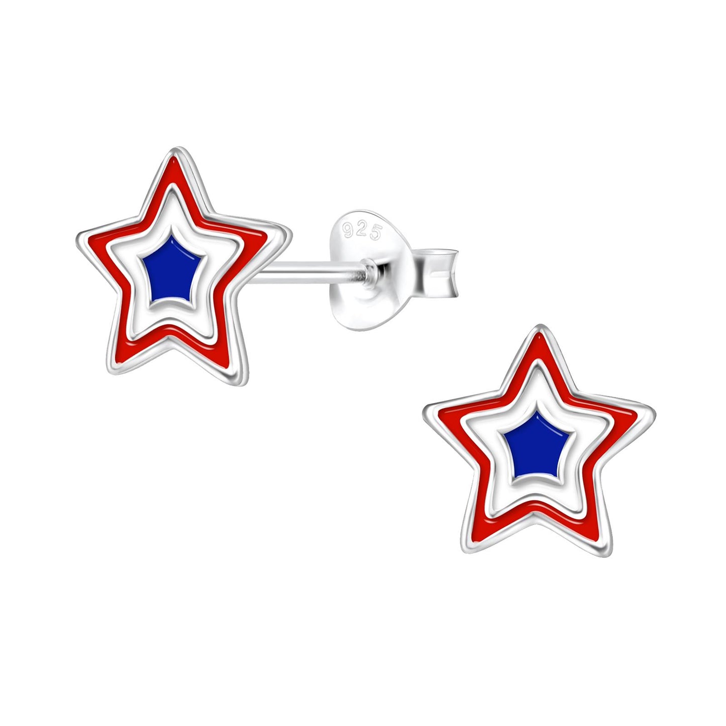 Mädchen Ohrringe Usa Stern aus 925 Silber