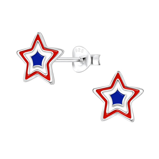 Mädchen Ohrringe Usa Stern aus 925 Silber