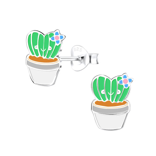 Kinder Ohrringe Kaktus aus 925 Silber