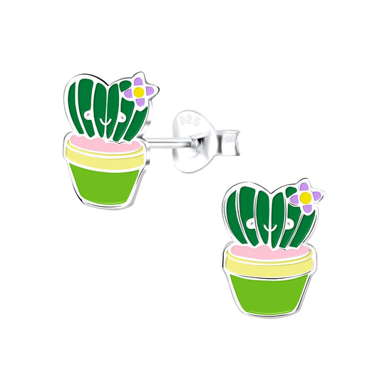 Kinder Ohrringe Kaktus aus 925 Silber