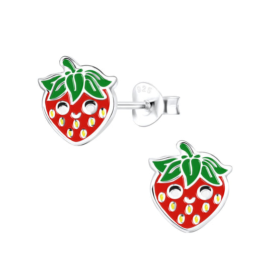Kinder Ohrringe Erdbeeren aus 925 Silber