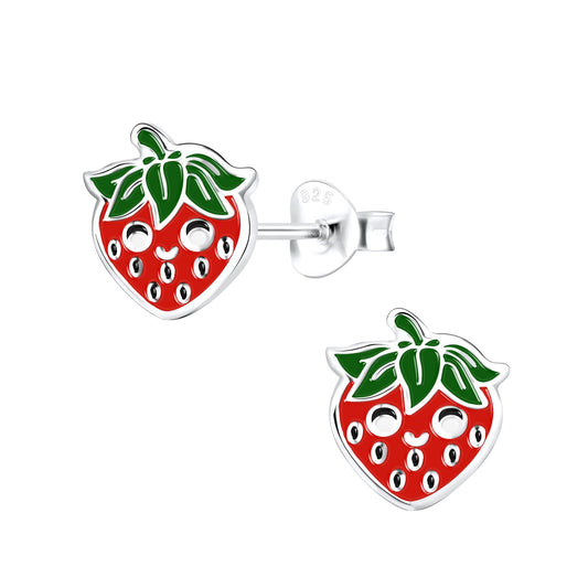 Kinder Ohrringe Erdbeeren aus 925 Silber