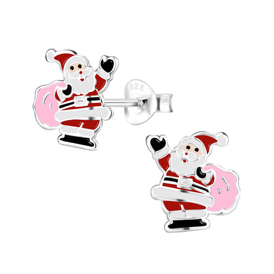 Kinderoorbellen met de kerstman, gemaakt van 925 zilver.