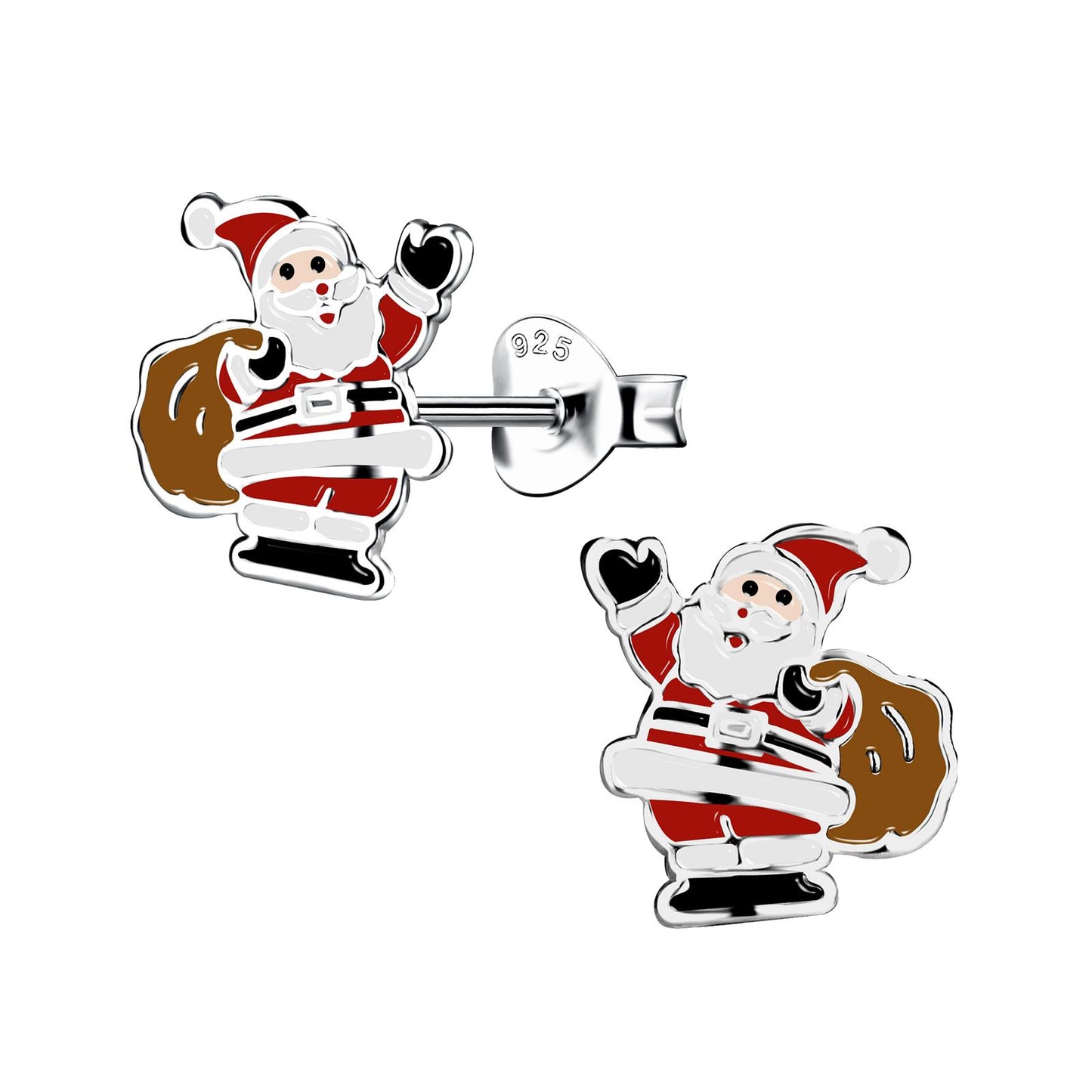 Kinderoorbellen met de kerstman, gemaakt van 925 zilver.