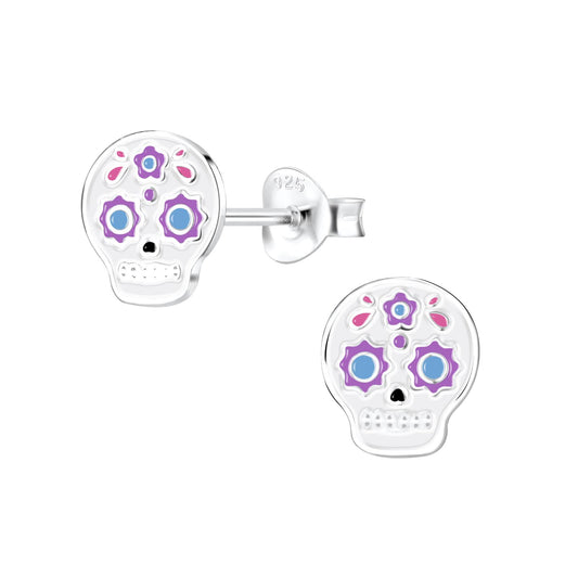 Kinder Ohrringe Totenkopf aus 925 Silber