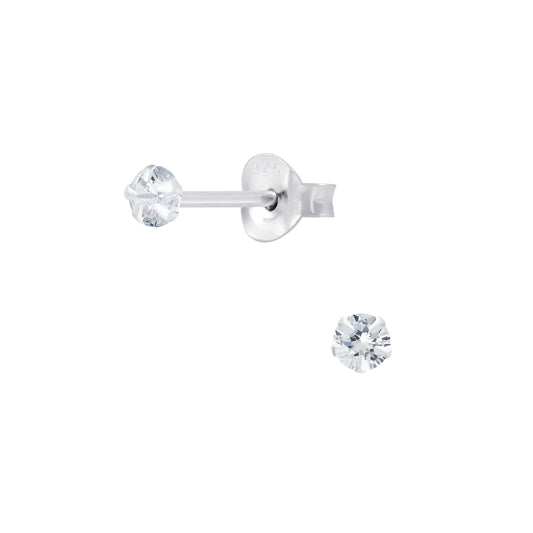 Kinder Ohrringe 4mm Zirkonia aus 925 Silber