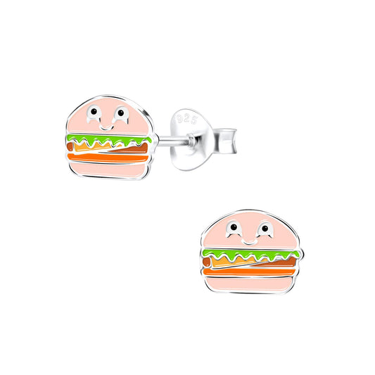 Kinder Ohrringe Burger aus 925 Silber