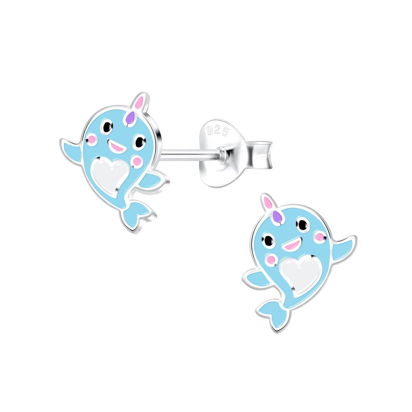 Mädchen Ohrringe Waleinhorn aus 925 Silber