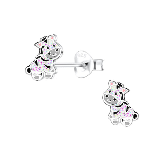 Kinder Ohrringe Zebra aus 925 Silber