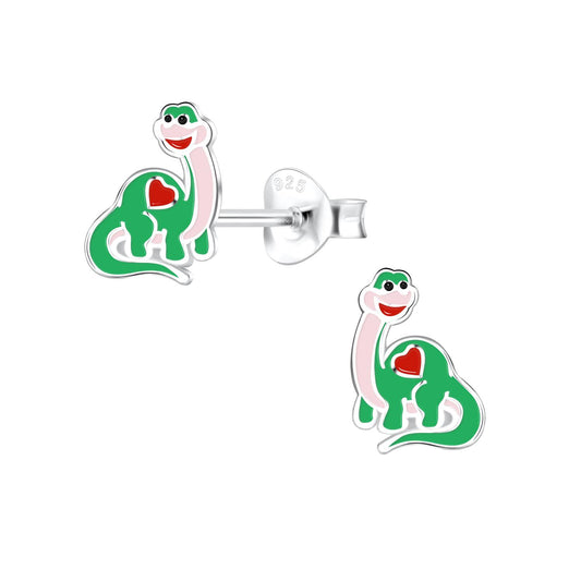 Jungen Ohrringe Brachiosaurus Dinosaurier aus 925 Silber