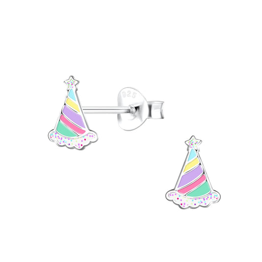 Kinder Ohrringe Party Hut aus 925 Silber