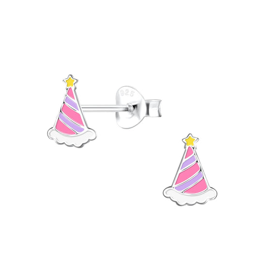 Kinder Ohrringe Party Hut aus 925 Silber