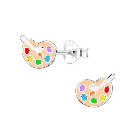 Kinder Ohrringe Palette und Pinsel aus 925 Silber