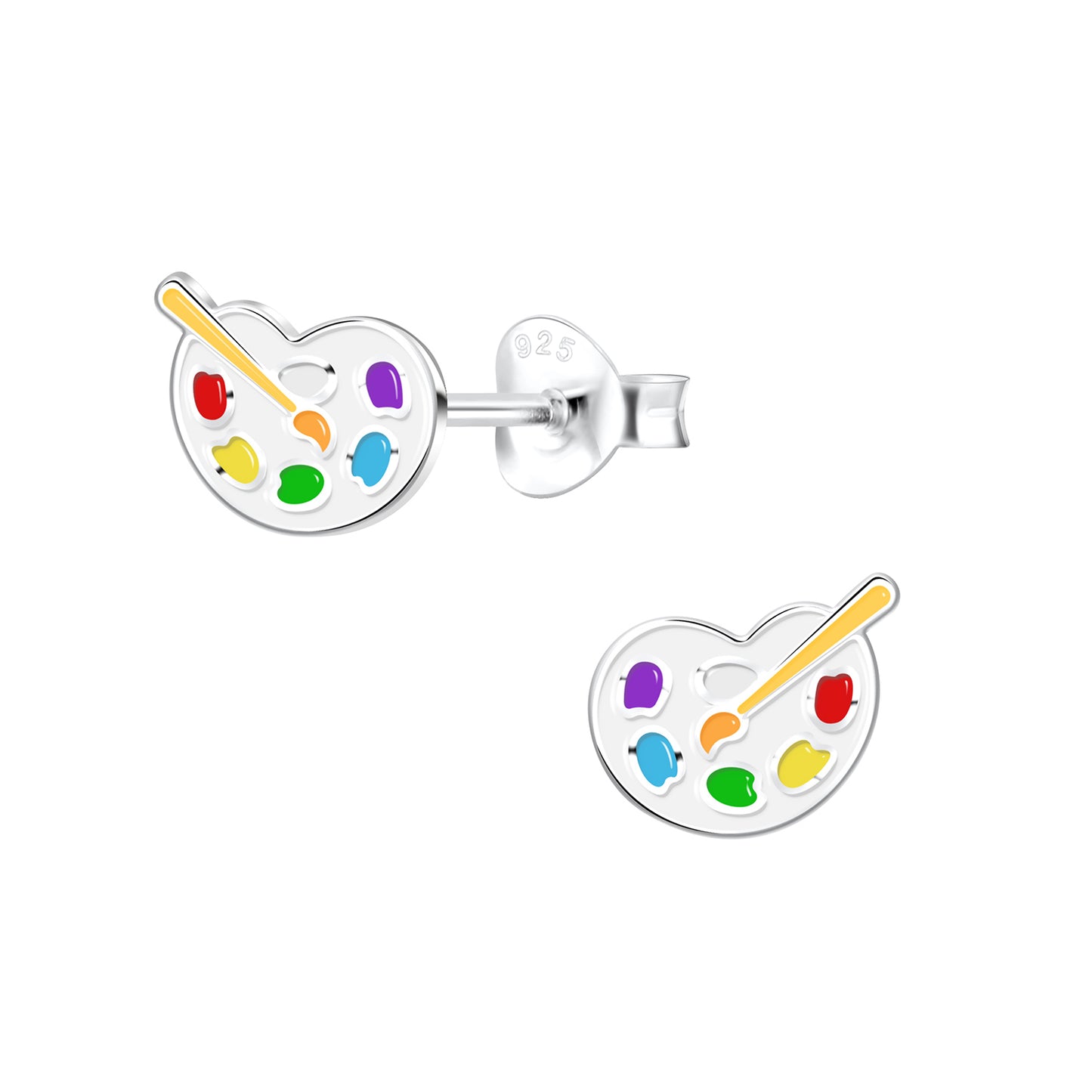 Kinder Ohrringe Palette und Pinsel aus 925 Silber