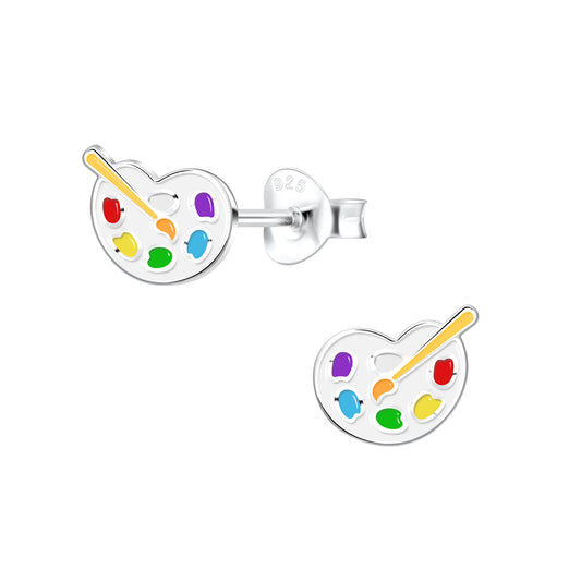Kinder Ohrringe Palette und Pinsel aus 925 Silber
