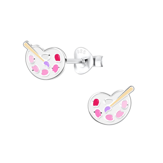 Kinder Ohrringe Palette und Pinsel aus 925 Silber