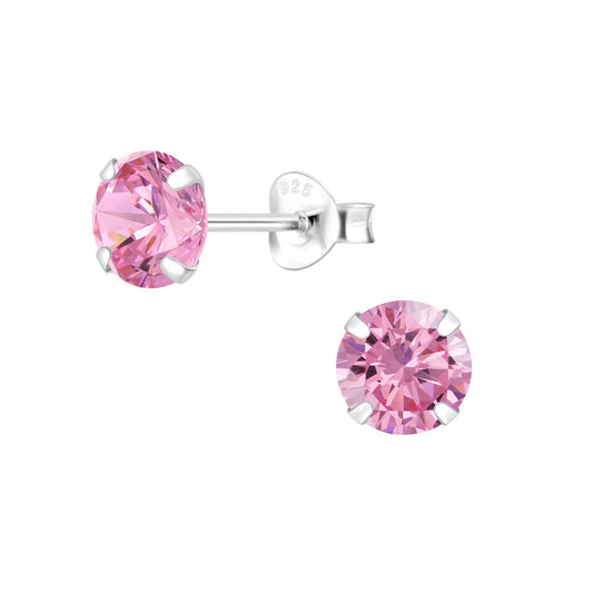Kinder Ohrringe 6mm Zirkonia aus 925 Silber
