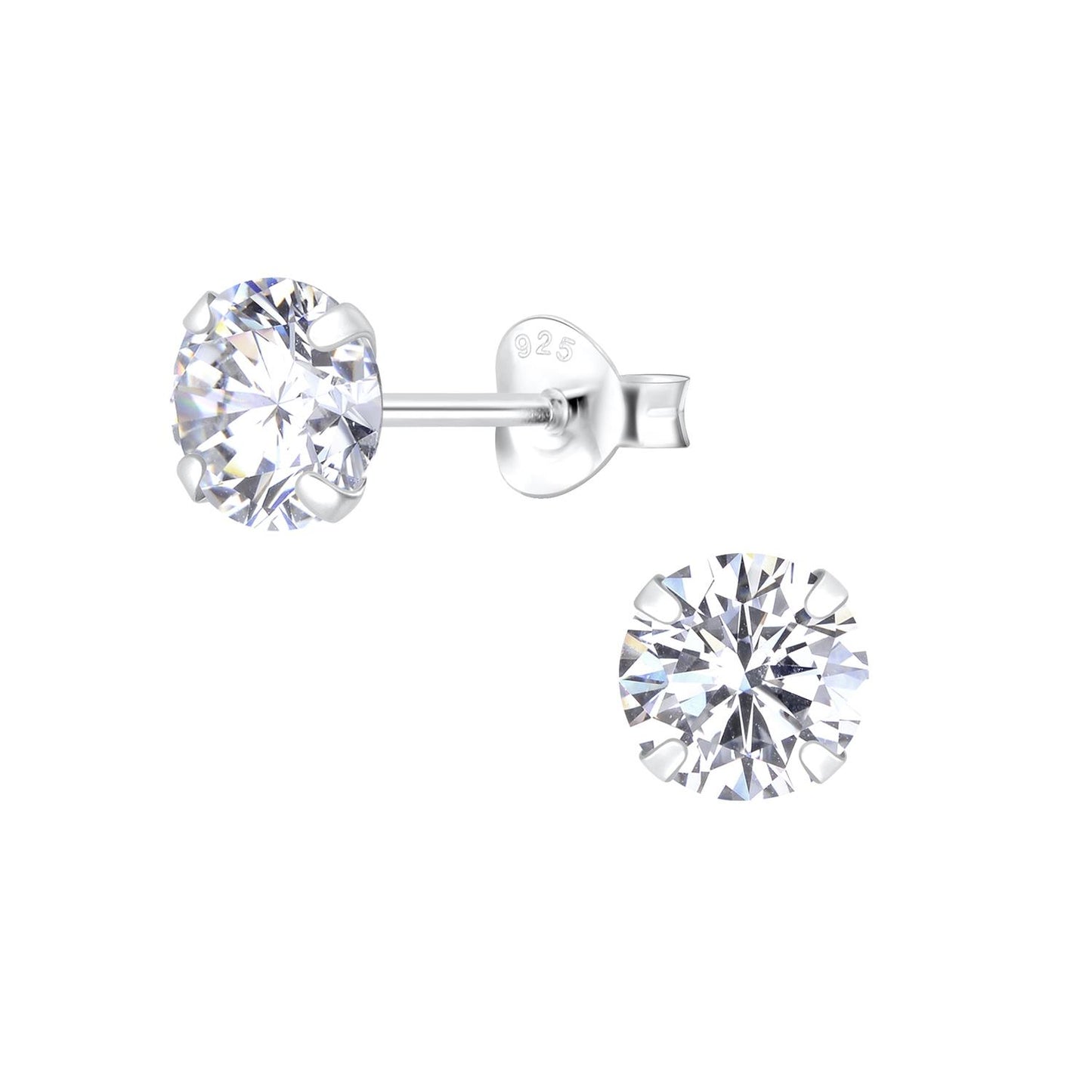 Kinder Ohrringe 6mm Zirkonia aus 925 Silber