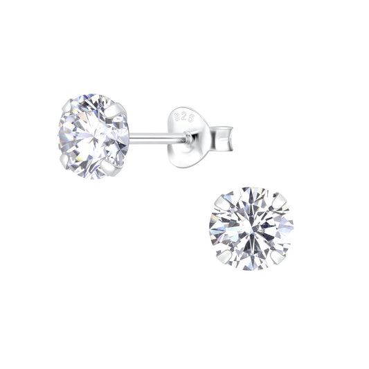 Kinder Ohrringe 6mm Zirkonia aus 925 Silber