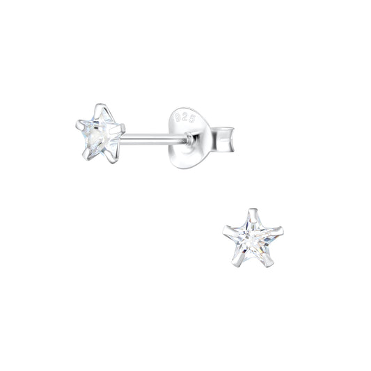 Kinder Ohrringe 4mm Zirkonia aus 925 Silber