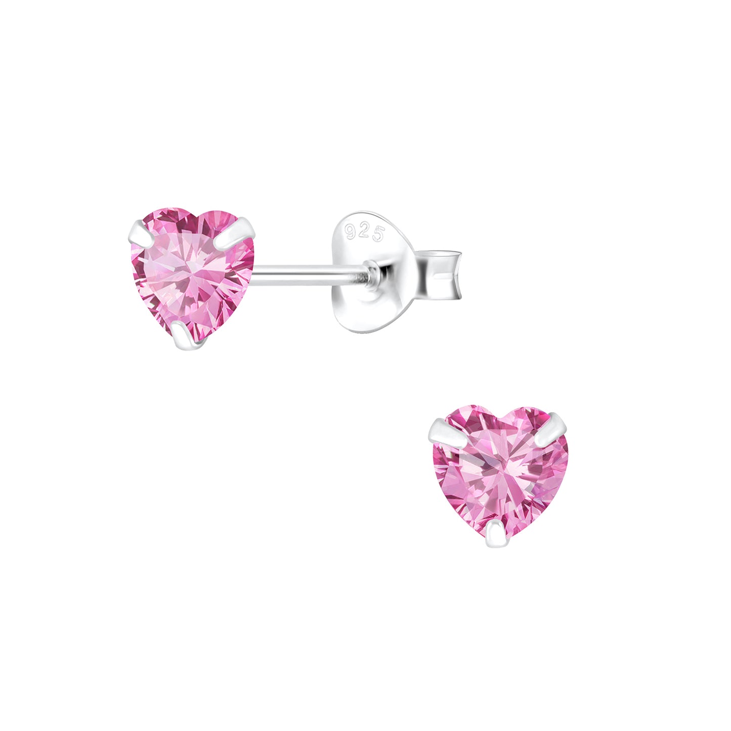 Mädchen Ohrringe 5mm Herz Zirkonia aus 925 Silber