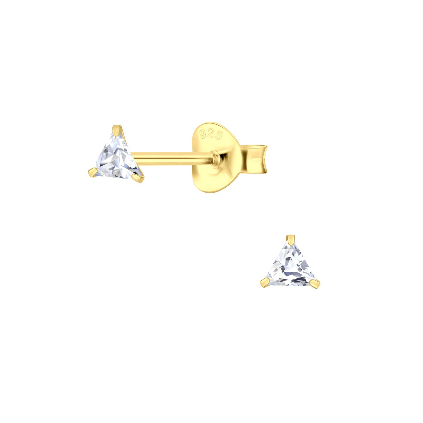 Kinder Ohrringe 3mm Dreieck Zirkonia aus 925 Silber