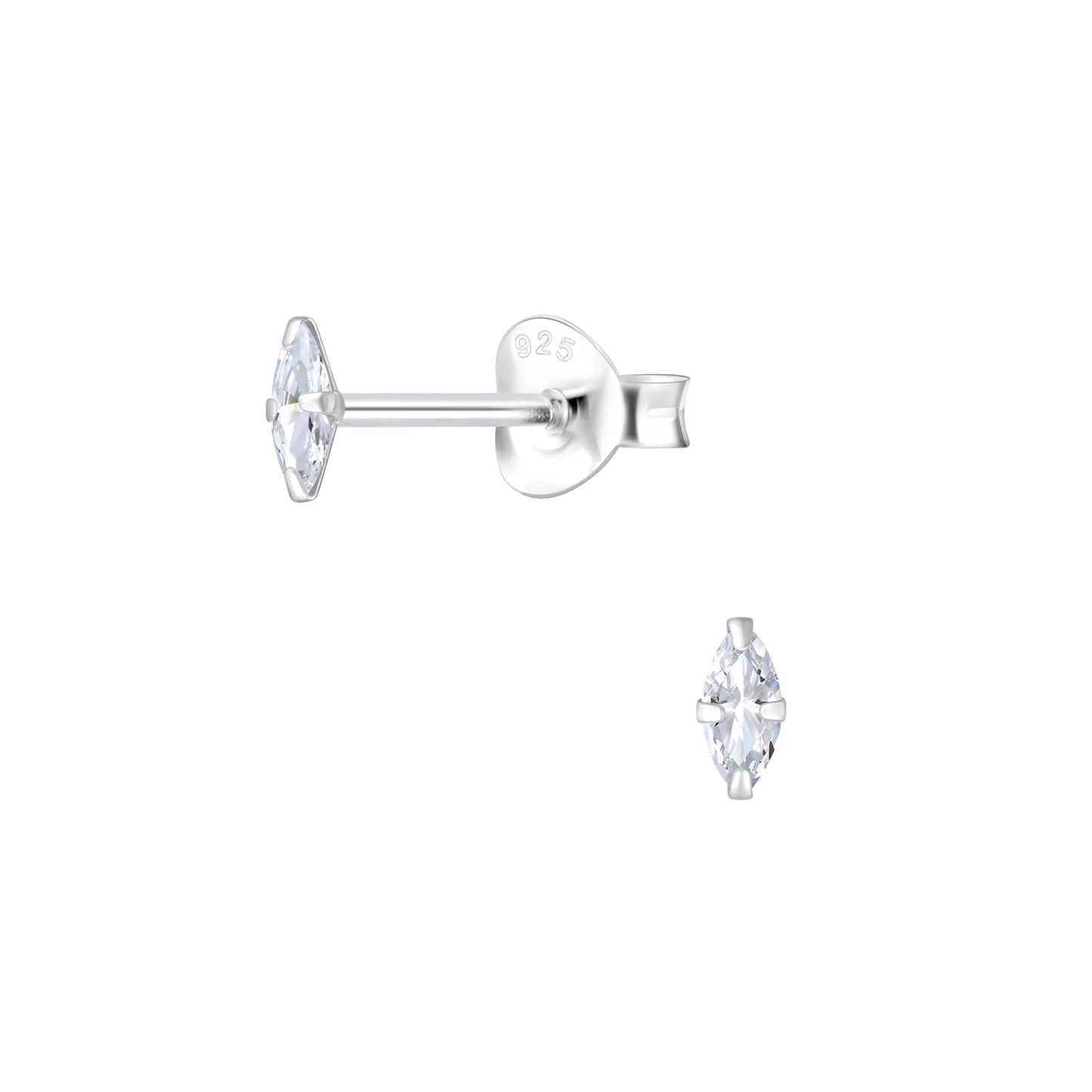 Kinder Ohrringe 2x4mm Zirkonia aus 925 Silber