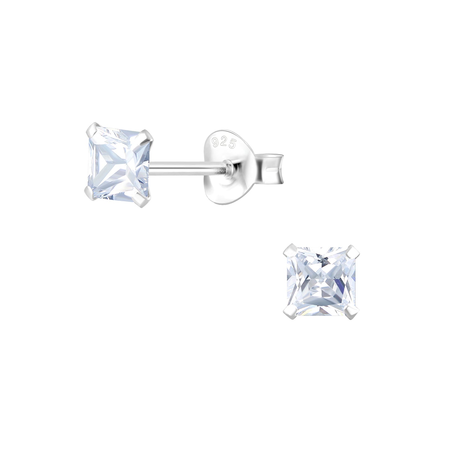 Kinder Ohrringe 4mm Zirkonia aus 925 Silber
