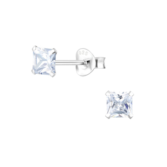 Kinder Ohrringe 4mm Zirkonia aus 925 Silber
