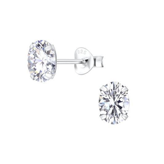 Kinder Ohrringe 5x7mm Oval Zirkonia aus 925 Silber