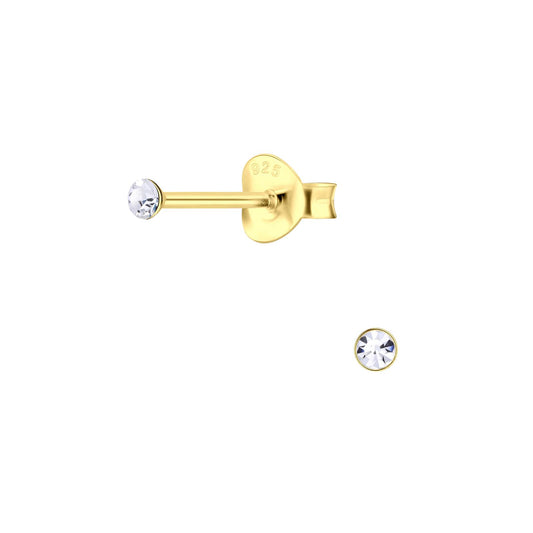 Kinder Ohrringe 2mm Kristall aus 925 Silber