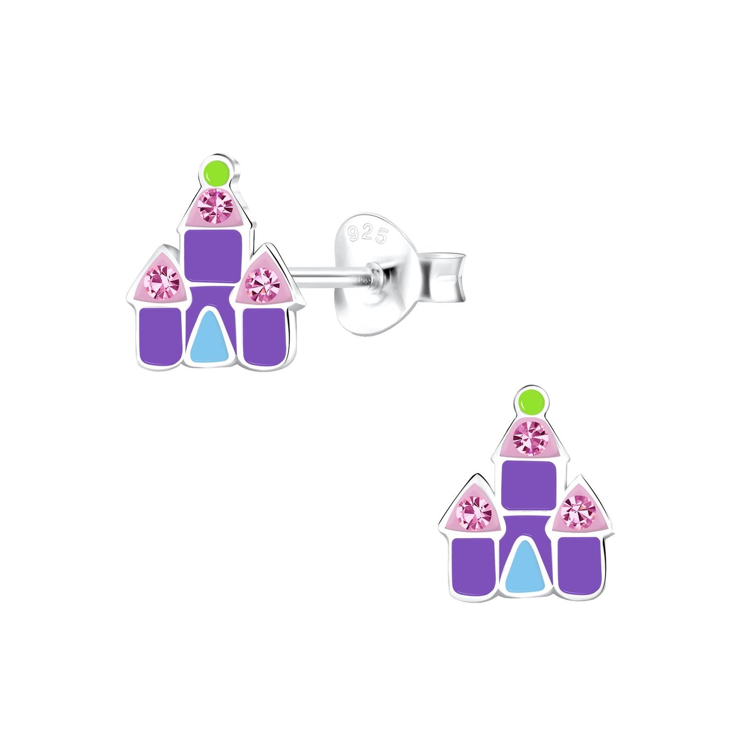 Children's earrings with a lock, made of 925 silver