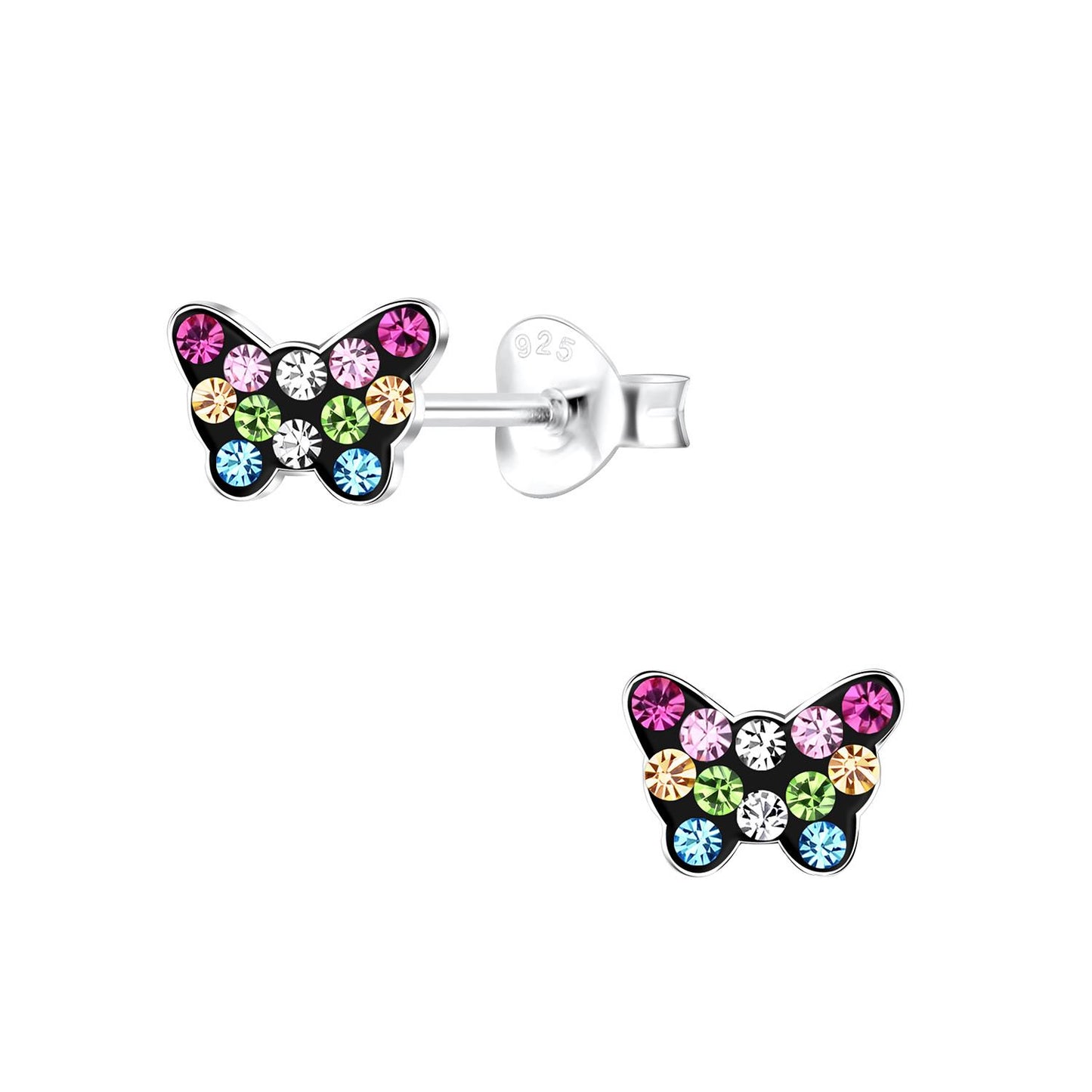 Mädchen Ohrringe Schmetterling Kristall aus 925 Silber